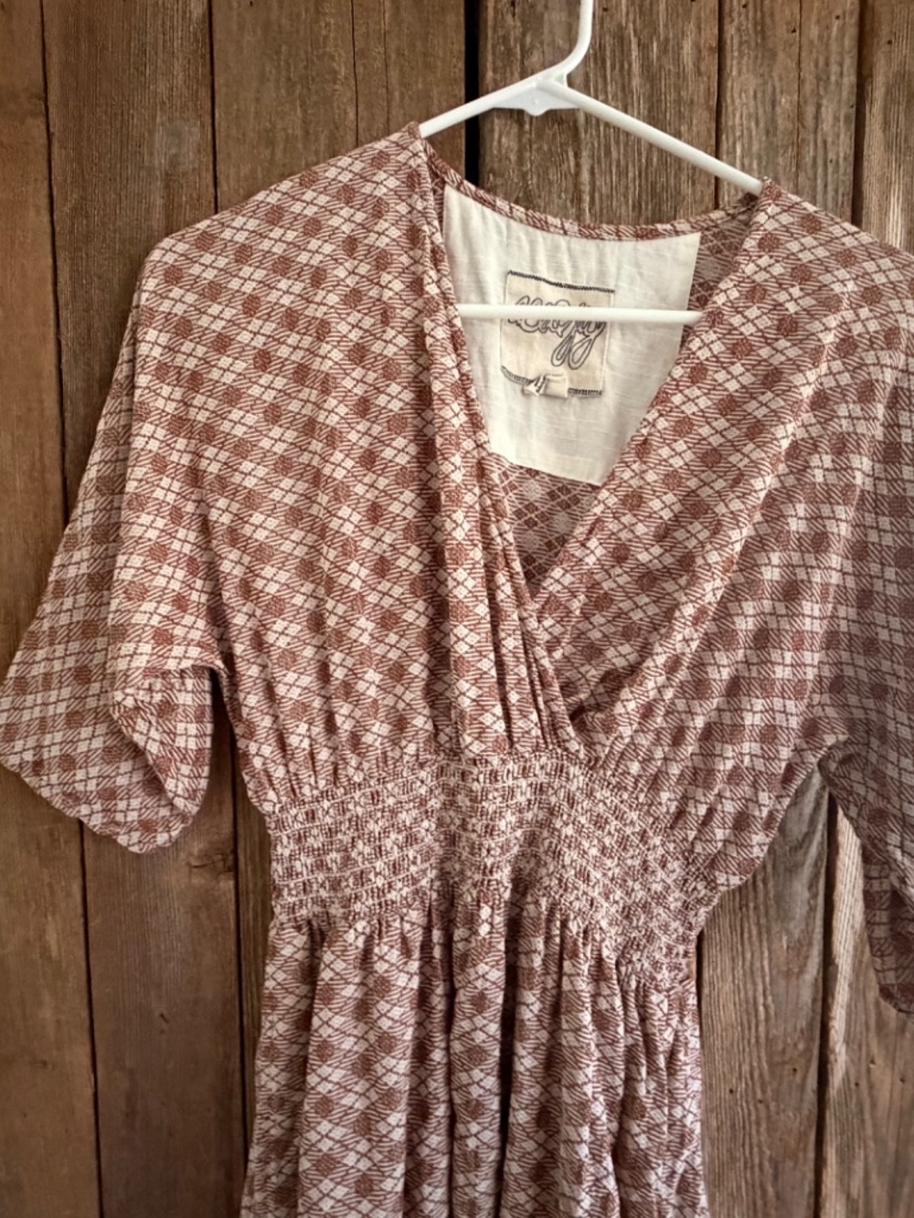 Ace & Jig SMOCKED BROWN CREAM DRESS WOMENS SMALL S - Picture 4 of 8